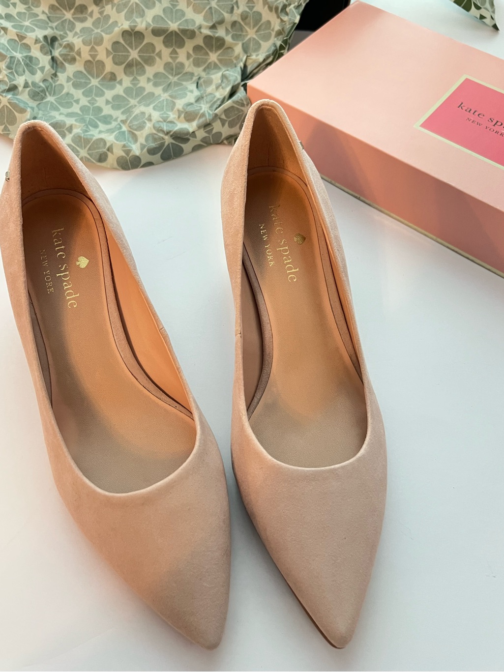 Kate Spade Blush Nude Pink Suede Pointed-Toe Pumps